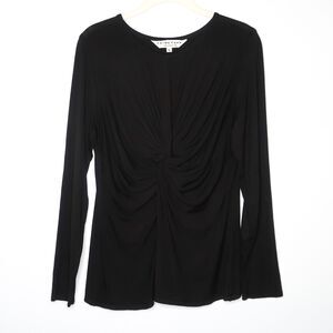 Trina Turk Womens Long Sleeve Shirt‎ Size Large Black Knot Office Minimalist